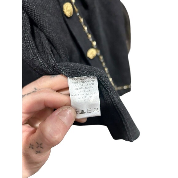 Designer Originals Vintage Black Cardigan Sweater Embellished Bling Size Small - Picture 4 of 5